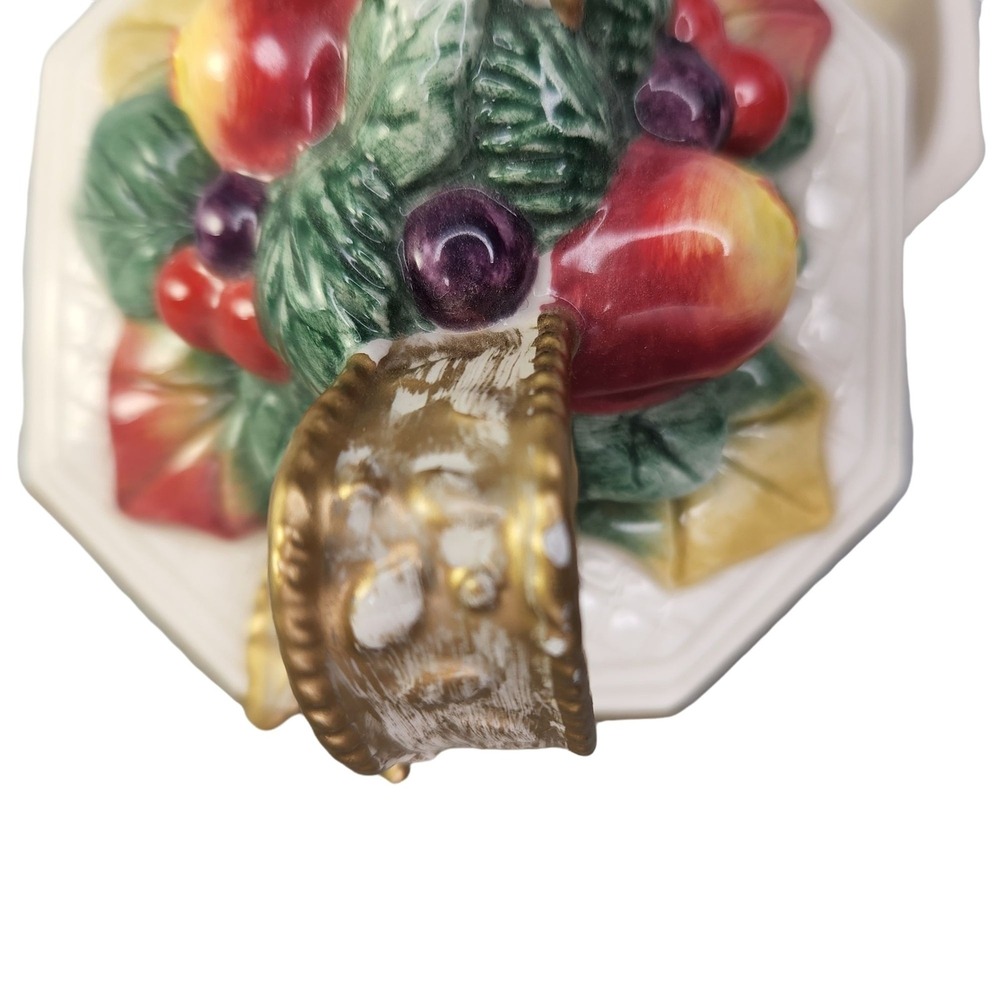 Fitz and Floyd Snowy Woods Trinket Box Candy Jar Christmas Jewelry Lid Vtg READ - Picture 8 of 12